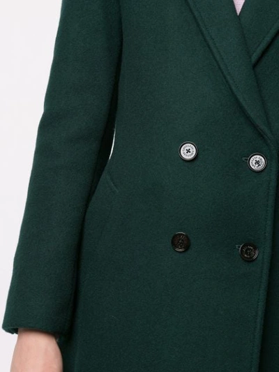 Shop Loveless Fitted Double Breasted Coat In Green