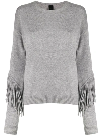 Shop Pinko Fringed Trim Jumper In Grey