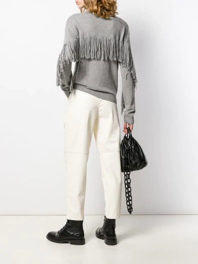 Shop Pinko Fringed Trim Jumper In Grey