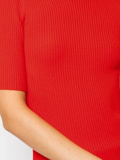Shop Milly Ribbed Knit Top In Vermillion