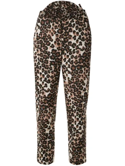 Shop Pushbutton High-waisted Leopard-print Trousers In Brown