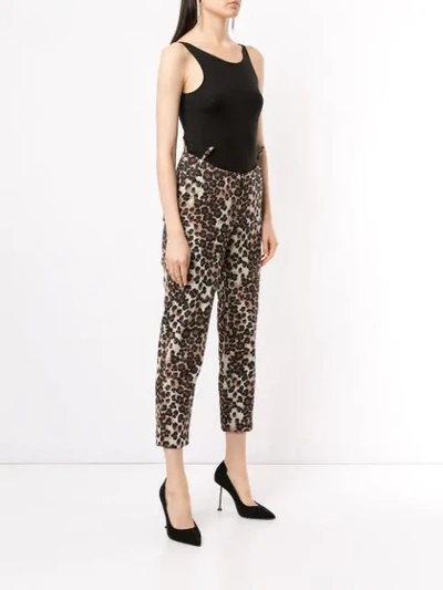 Shop Pushbutton High-waisted Leopard-print Trousers In Brown