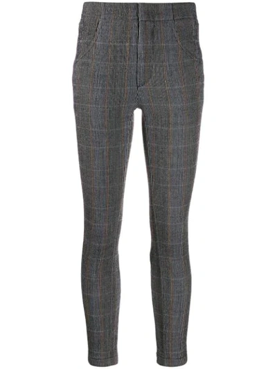 Shop Chloé Checked Skinny Trousers In Grey