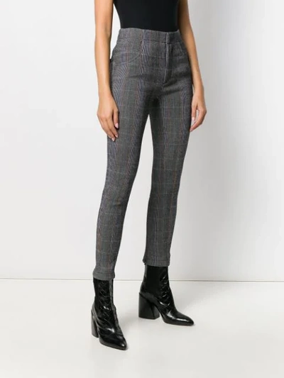 Shop Chloé Checked Skinny Trousers In Grey