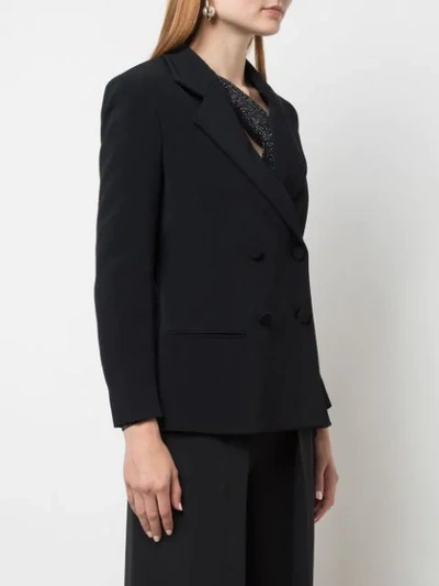 Shop Cushnie Fitted Double-breasted Blazer In Black