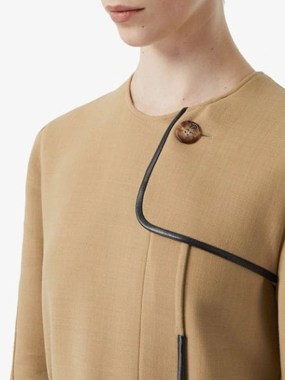 Shop Burberry Technical Style Belted Dress In Neutrals