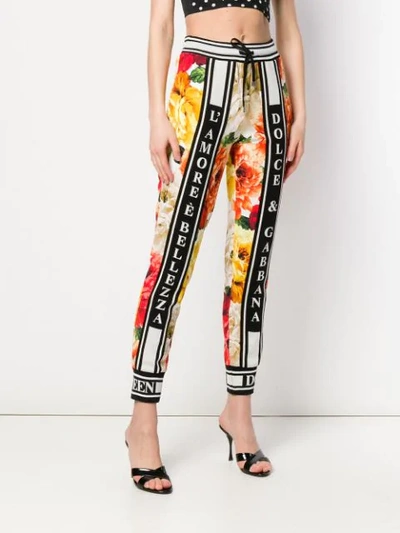 Shop Dolce & Gabbana Floral Print Leggings In Orange