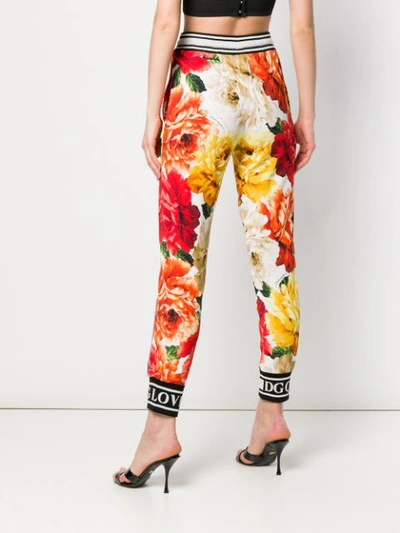 Shop Dolce & Gabbana Floral Print Leggings In Orange