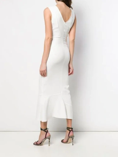 Shop Victoria Beckham Frill Hem Belted Midi Dress In White