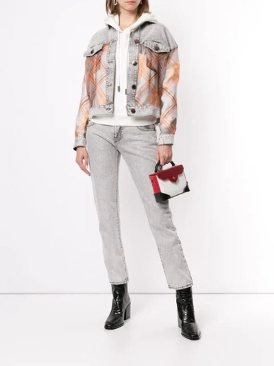 Shop Emporio Armani Contrast Sheer Denim Jacket In F637 Grigio Brookly
