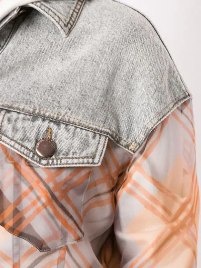 Shop Emporio Armani Contrast Sheer Denim Jacket In F637 Grigio Brookly