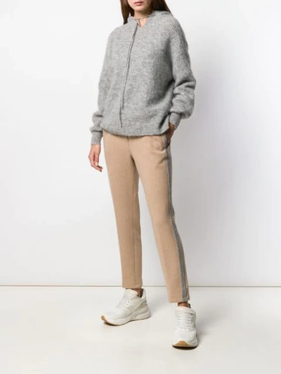 Shop Peserico Drawstring Taped Trackpants In Neutrals