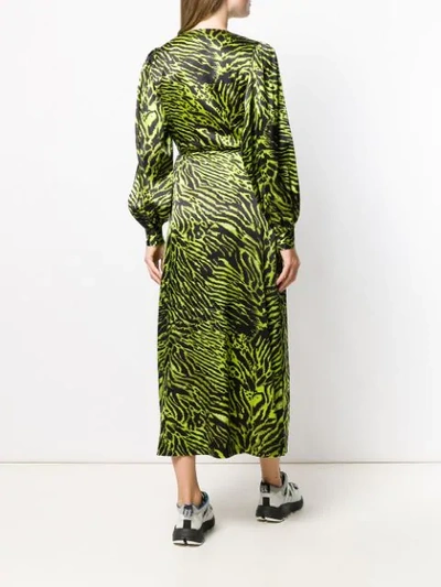 Shop Ganni Animal Print Maxi Dress - Green