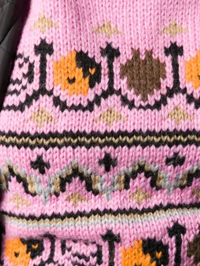 Shop Ganni Jacquard Knit Puff Sleeve Jumper In Pink