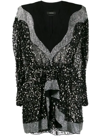 Shop Isabel Marant Sequin Embellished Mini Dress In Black