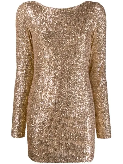 Shop In The Mood For Love Moss Sequin-embellished Mini Dress In Gold