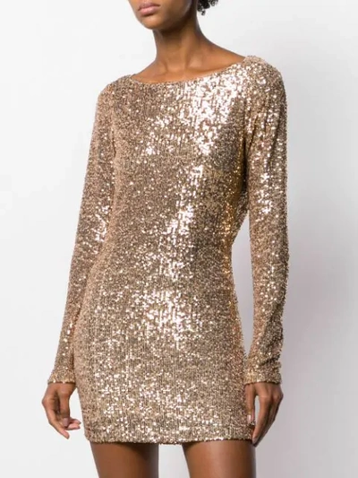 Shop In The Mood For Love Moss Sequin-embellished Mini Dress In Gold