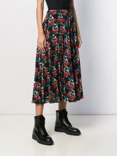 Shop Valentino X Undercover Lovers Print Pleated Skirt In Black