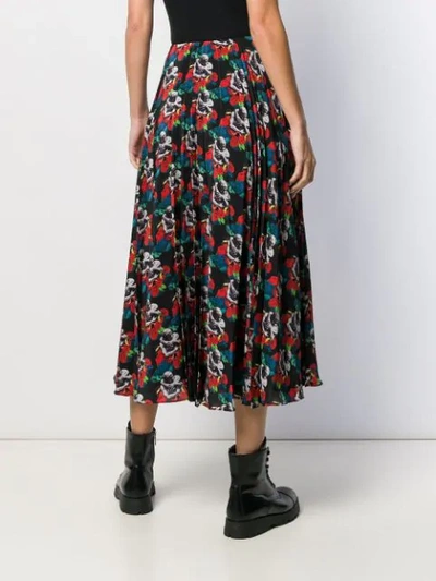 Shop Valentino X Undercover Lovers Print Pleated Skirt In Black