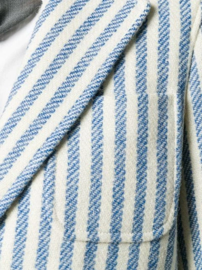 Shop Thom Browne Vertical-stripe Tweed Jacket In Blue