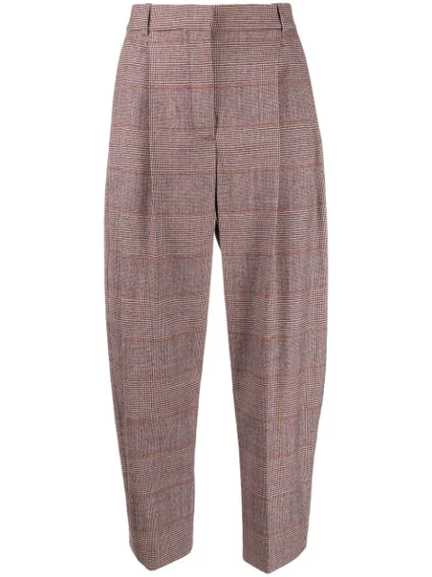 plaid tapered trousers