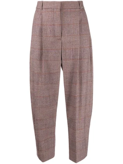 Shop Stella Mccartney Plaid Tapered Trousers In Red