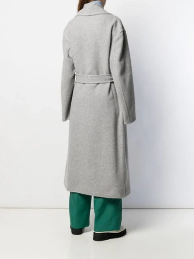 Shop Loewe Long Belted Coat In Grey