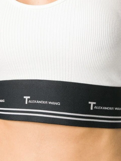 Shop Alexander Wang T Logo Band Cropped Top In Offwhite/102