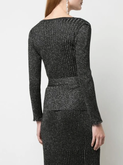 Shop Diane Von Furstenberg Beck Metallic Wool Wrap Top In Black