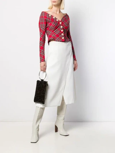 Shop A.w.a.k.e. Buttoned Tartan Blouse In Red