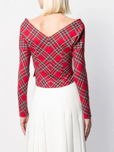 Shop A.w.a.k.e. Buttoned Tartan Blouse In Red