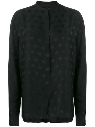 Shop Haider Ackermann Mandarin Collar Polka Dot Shirt In 099 Brady Black