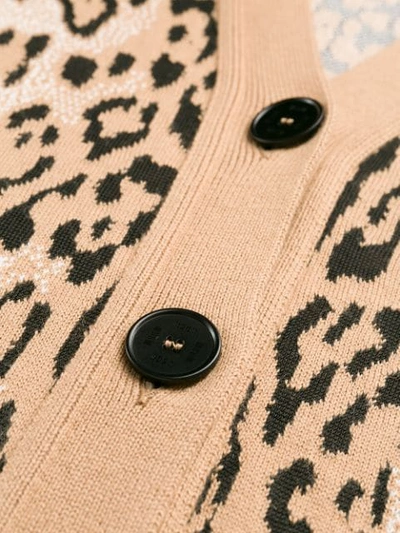 Shop Msgm Oversized Dual-print Cardigan In Neutrals