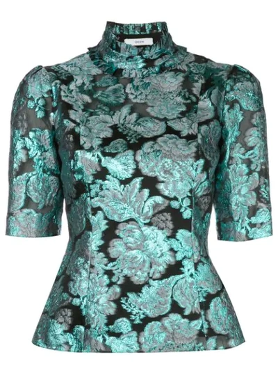 Shop Erdem Metallic Print Blouse In Blue