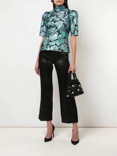 Shop Erdem Metallic Print Blouse In Blue