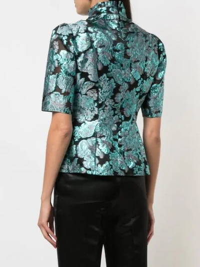 Shop Erdem Metallic Print Blouse In Blue