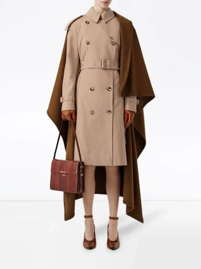 Shop Burberry Gabardine Blanket Detail Trench Coat In Brown