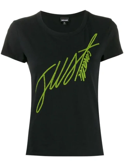 Shop Just Cavalli Embroidered Logo T-shirt In Black