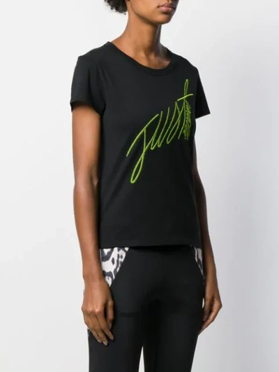 Shop Just Cavalli Embroidered Logo T-shirt In Black