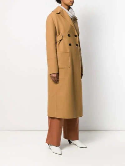 Shop Lanvin Double-breasted Belted Coat In Brown