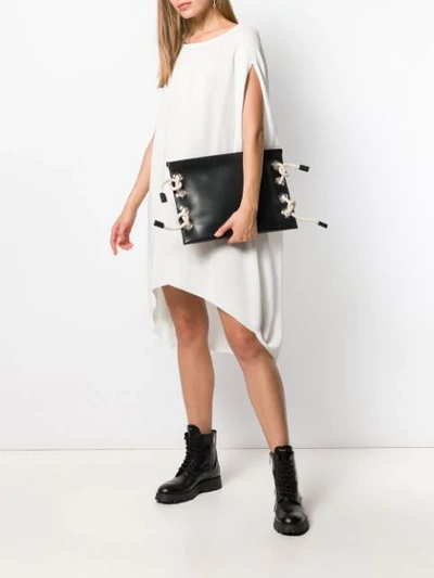 Shop Issey Miyake Sleeveless Flared Sweater Dress In White