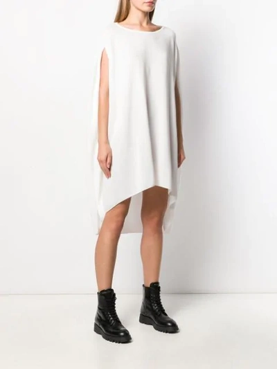 Shop Issey Miyake Sleeveless Flared Sweater Dress In White