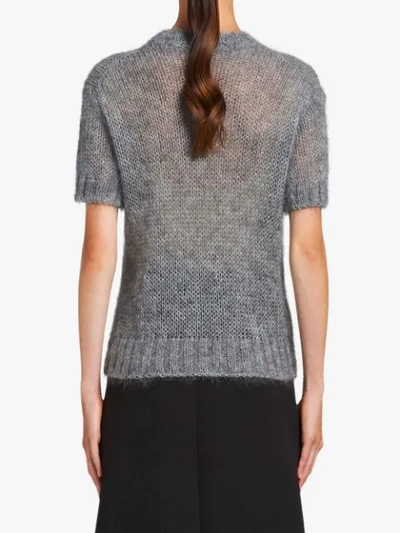 Shop Prada Sheer Short-sleeved Jumper In Grey