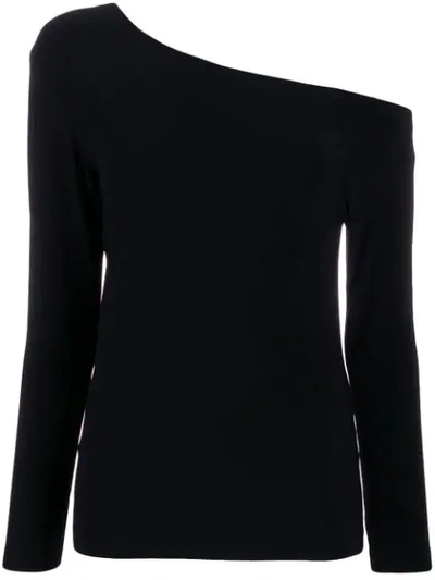 Norma Kamali Long Sleeves Drop Shoulder Top In Black