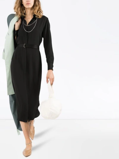 Shop Rosetta Getty Belted Midi Shirt Dress In Black