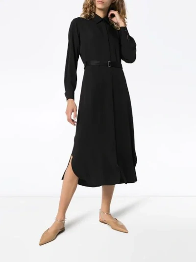 Shop Rosetta Getty Belted Midi Shirt Dress In Black