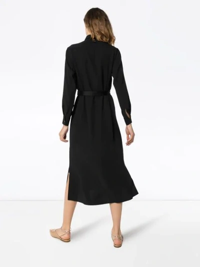 Shop Rosetta Getty Belted Midi Shirt Dress In Black