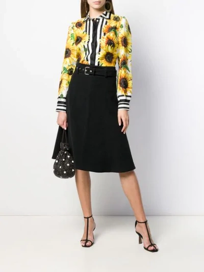 Shop Dolce & Gabbana Sunflower Print Silk Shirt In Yellow