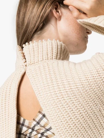Shop Loewe Pearl-embellished Cashmere Knitted Jumper In White