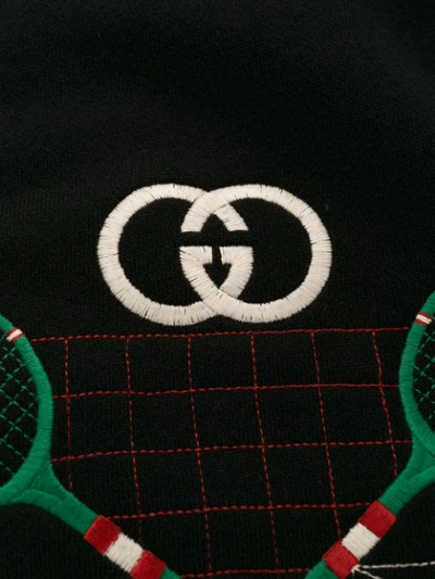 Shop Gucci Tennis Motif Sweatshirt In Black